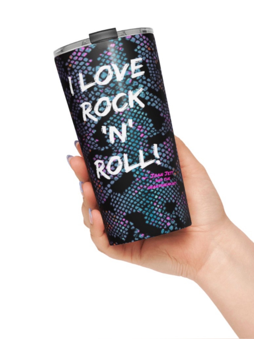 I Love Rock 'N' Roll Travel Tumbler. DISHWASHER Safe. Double-vacuum sealed.